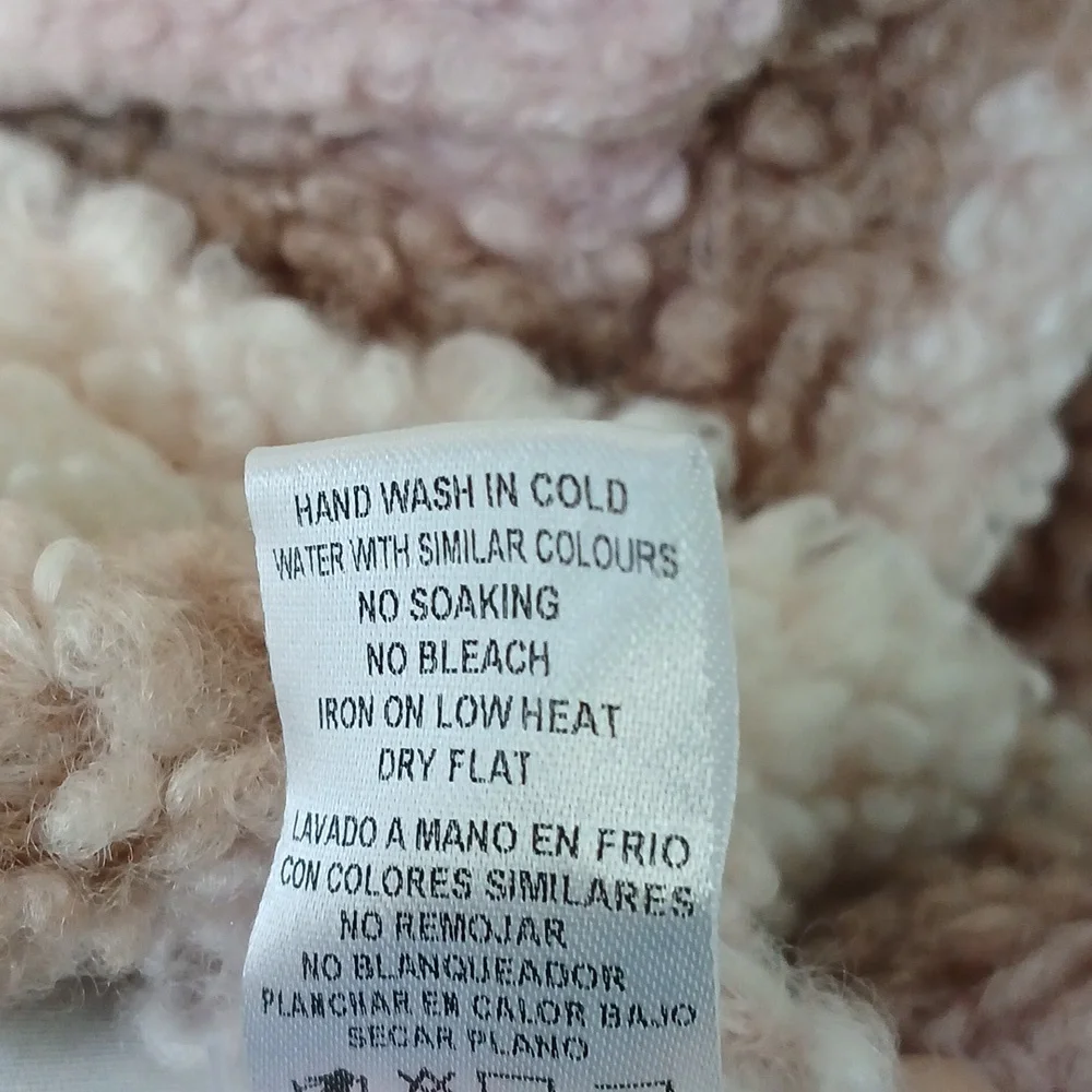 Mable Anthropologie Plaid Sherpa Barn Button Down Jacket Pink Cream Medium - Picture 9 of 9